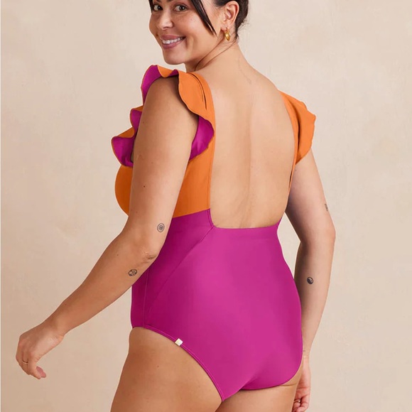 Summersalt The Ruffle Backflip one piece swimsuit hibiscus tangerine Size 20 - Picture 2 of 9
